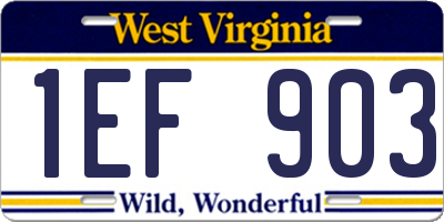 WV license plate 1EF903