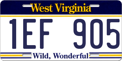 WV license plate 1EF905