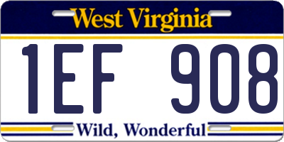 WV license plate 1EF908