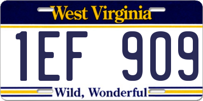WV license plate 1EF909