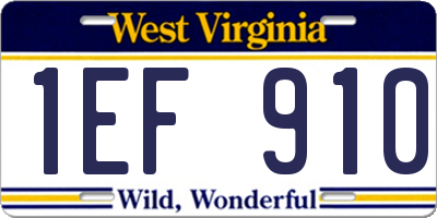 WV license plate 1EF910