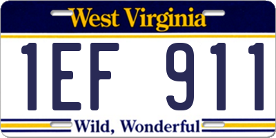 WV license plate 1EF911