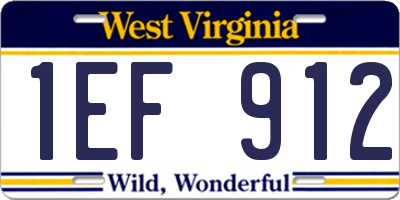 WV license plate 1EF912