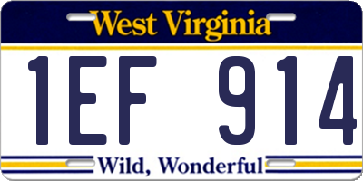 WV license plate 1EF914