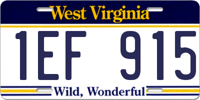 WV license plate 1EF915