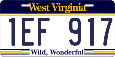 WV license plate 1EF917