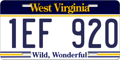 WV license plate 1EF920