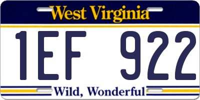 WV license plate 1EF922