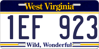 WV license plate 1EF923