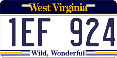 WV license plate 1EF924