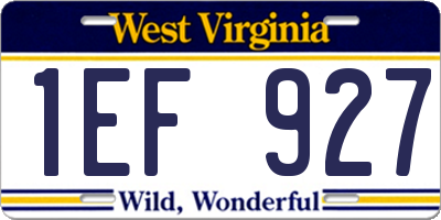 WV license plate 1EF927