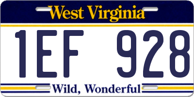 WV license plate 1EF928