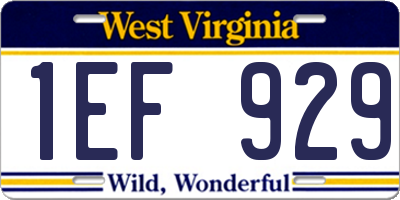 WV license plate 1EF929