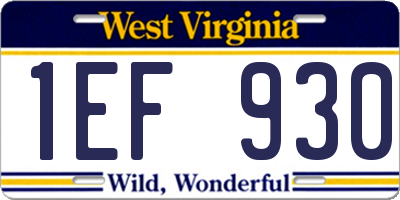 WV license plate 1EF930
