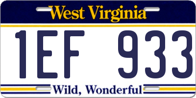 WV license plate 1EF933