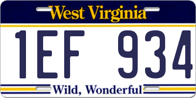 WV license plate 1EF934