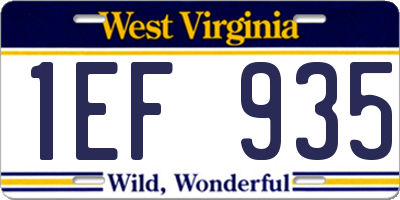 WV license plate 1EF935