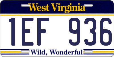 WV license plate 1EF936
