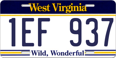 WV license plate 1EF937