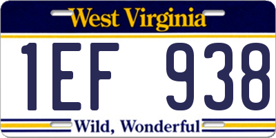 WV license plate 1EF938