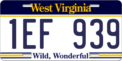 WV license plate 1EF939