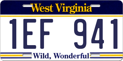 WV license plate 1EF941