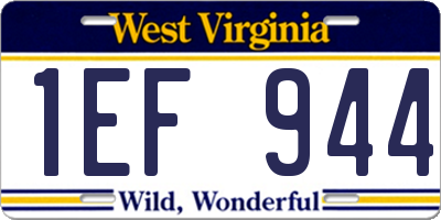 WV license plate 1EF944