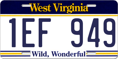 WV license plate 1EF949