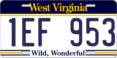 WV license plate 1EF953
