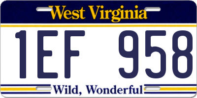 WV license plate 1EF958