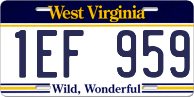 WV license plate 1EF959