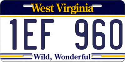WV license plate 1EF960