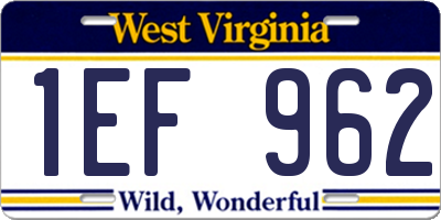 WV license plate 1EF962