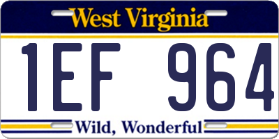 WV license plate 1EF964