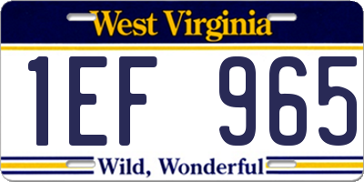 WV license plate 1EF965