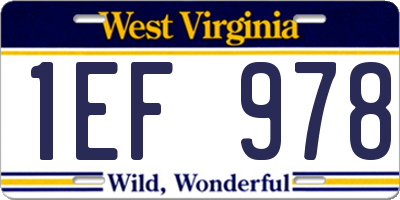 WV license plate 1EF978