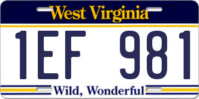 WV license plate 1EF981