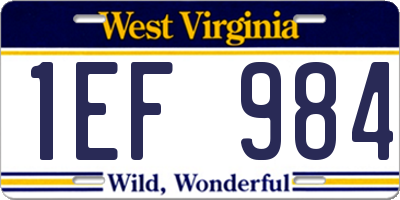 WV license plate 1EF984