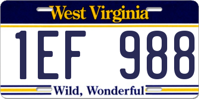 WV license plate 1EF988