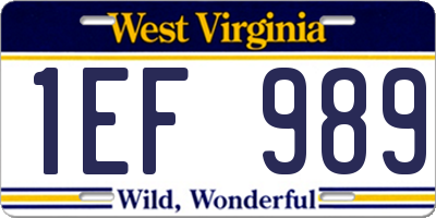 WV license plate 1EF989