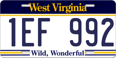 WV license plate 1EF992