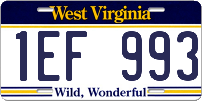 WV license plate 1EF993