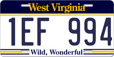 WV license plate 1EF994