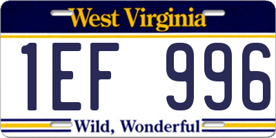 WV license plate 1EF996