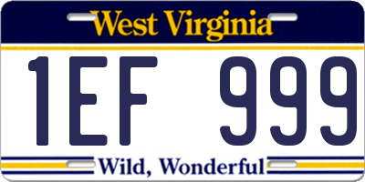 WV license plate 1EF999