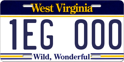 WV license plate 1EG000