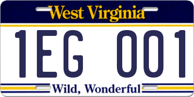 WV license plate 1EG001