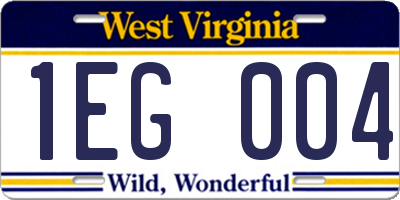 WV license plate 1EG004