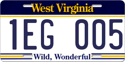 WV license plate 1EG005
