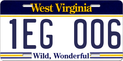WV license plate 1EG006